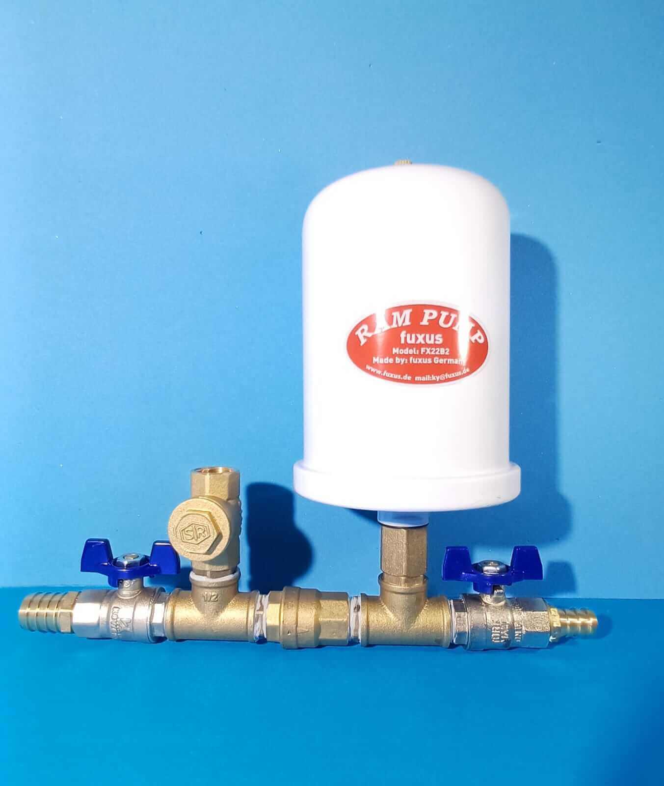 fuxus Mini-XS Hydraulische Widderpumpe aus Messing 1/2 Zoll Wasserpumpe